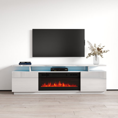 Orren Ellis Burkard TV Stand for TVs up to 78" with Electric Fireplace